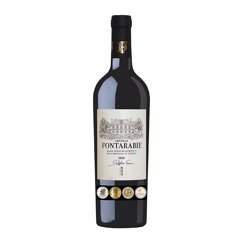 Bottle of Ch&acirc;teau Fontarabie Bordeaux red wine.